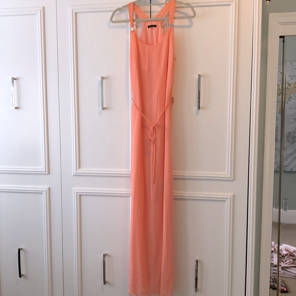 Massimo Duti peach colored Grecian style dress